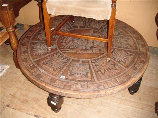 Aztec embossed leather top table